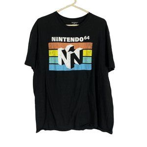 Nintendo64 Mens Black Short Sleeves Crew Neck Pullover Graphic T Shirt Size 2XL
